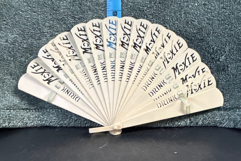 Drink Moxie Advertising Celluloid Fan c1920 Amazing Condition